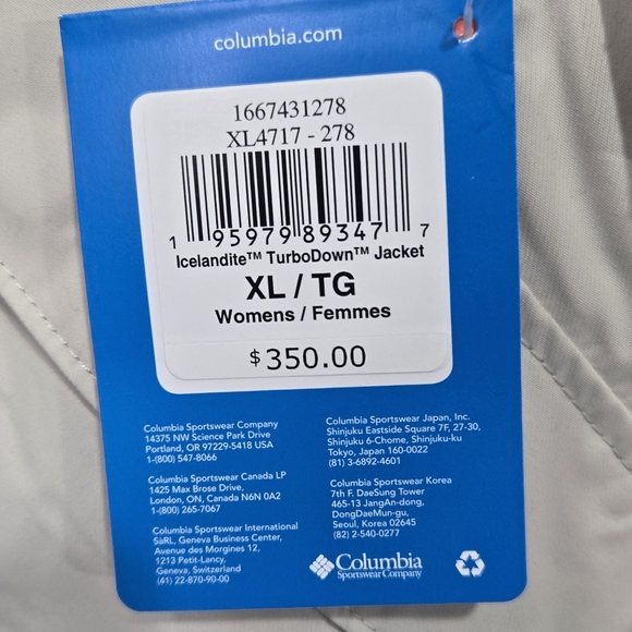 🐢 NWT Columbia Women’s Icelandite Turbodown Jacket Cream XL - Picture 15 of 17